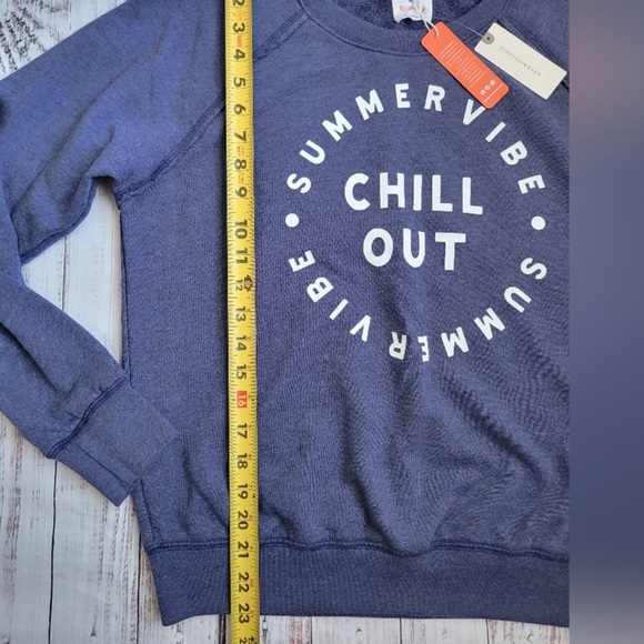 NEW Anthropologie Sundry Chill Out Crewneck Sweatshirt navy blue NWT MSRP $128 - Picture 9 of 9